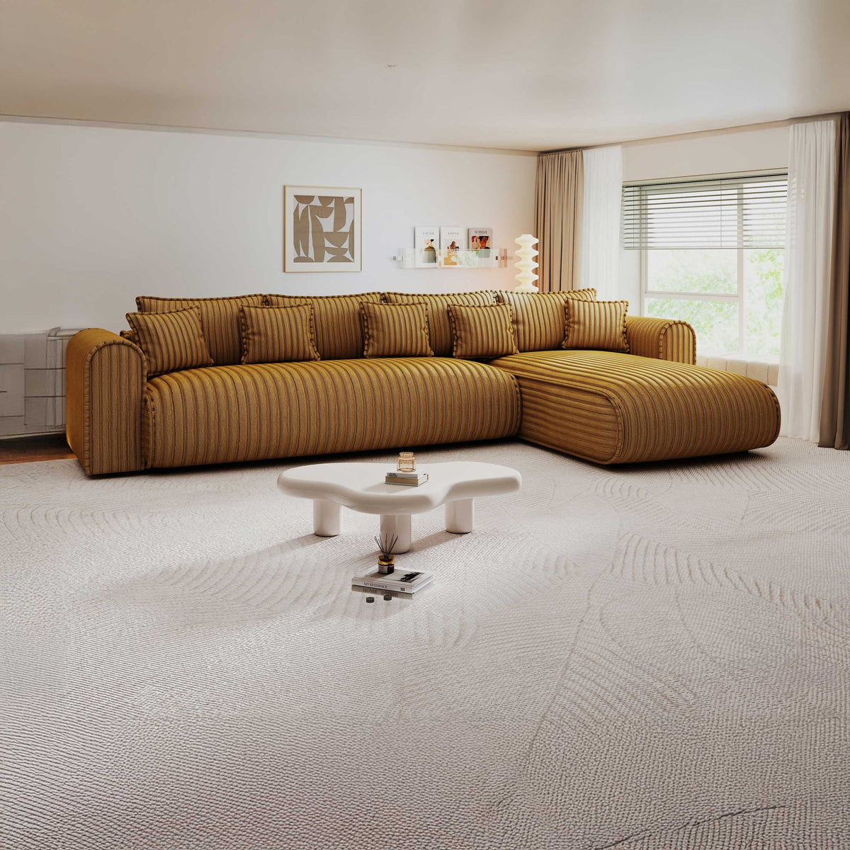 Colțar extensibil dumonde cu ladă de depozitare Monaco XL Ambience Amber II 340x185 cm — dreapta — imagine principală