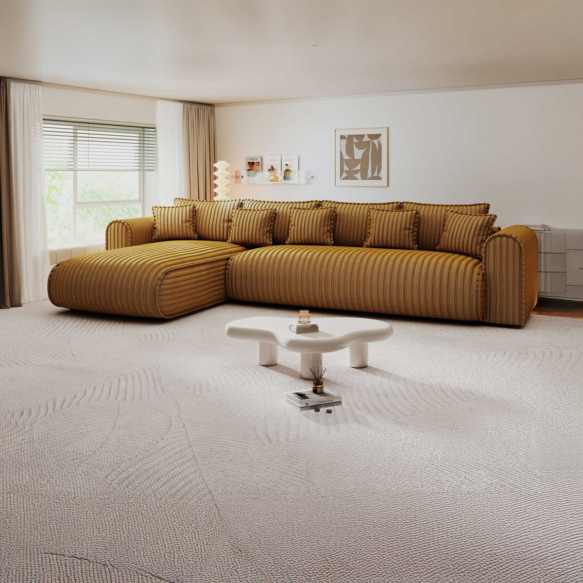 Colțar extensibil dumonde cu ladă de depozitare Monaco XL Ambience Amber 340x185 cm — stanga — imagine principală