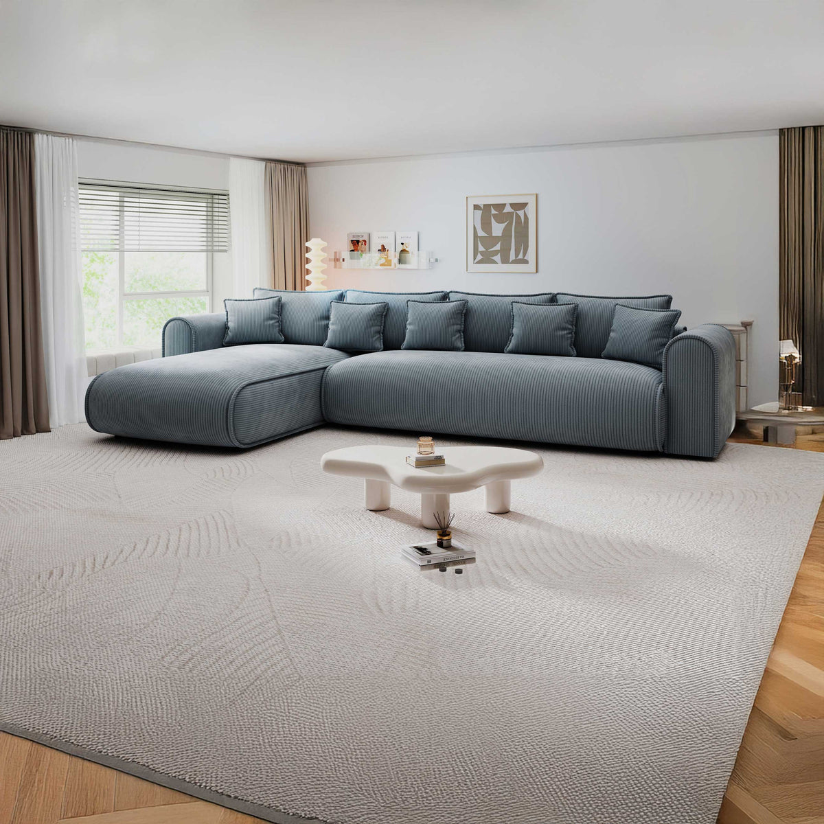 Colțar extensibil dumonde cu ladă de depozitare Monaco XL Zoom Gri 340x185 cm — stanga — imagine principală
