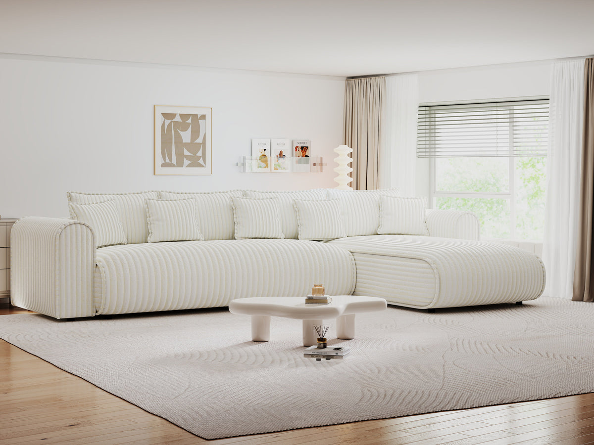 Colțar extensibil dumonde cu ladă de depozitare Monaco XL Tilia Crem II 340x185 cm — dreapta — imagine 1