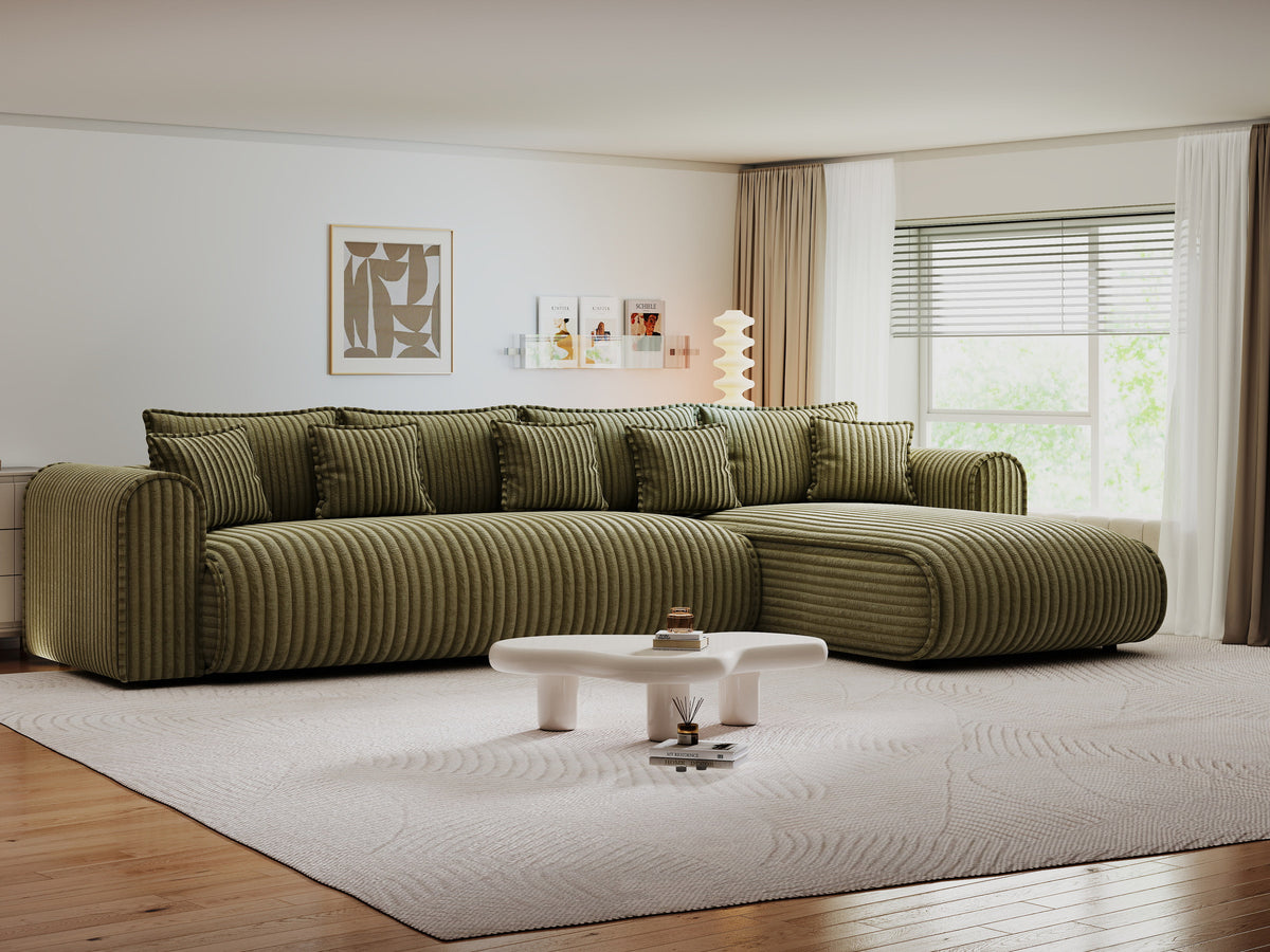 Colțar extensibil dumonde cu ladă de depozitare Monaco XL Tilia Olive II 340x185 cm — dreapta — imagine 1