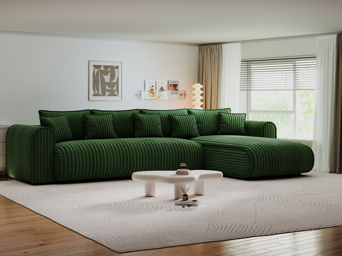 Colțar extensibil dumonde cu ladă de depozitare Monaco XL Tilia Verde II 340x185 cm — dreapta — imagine 1