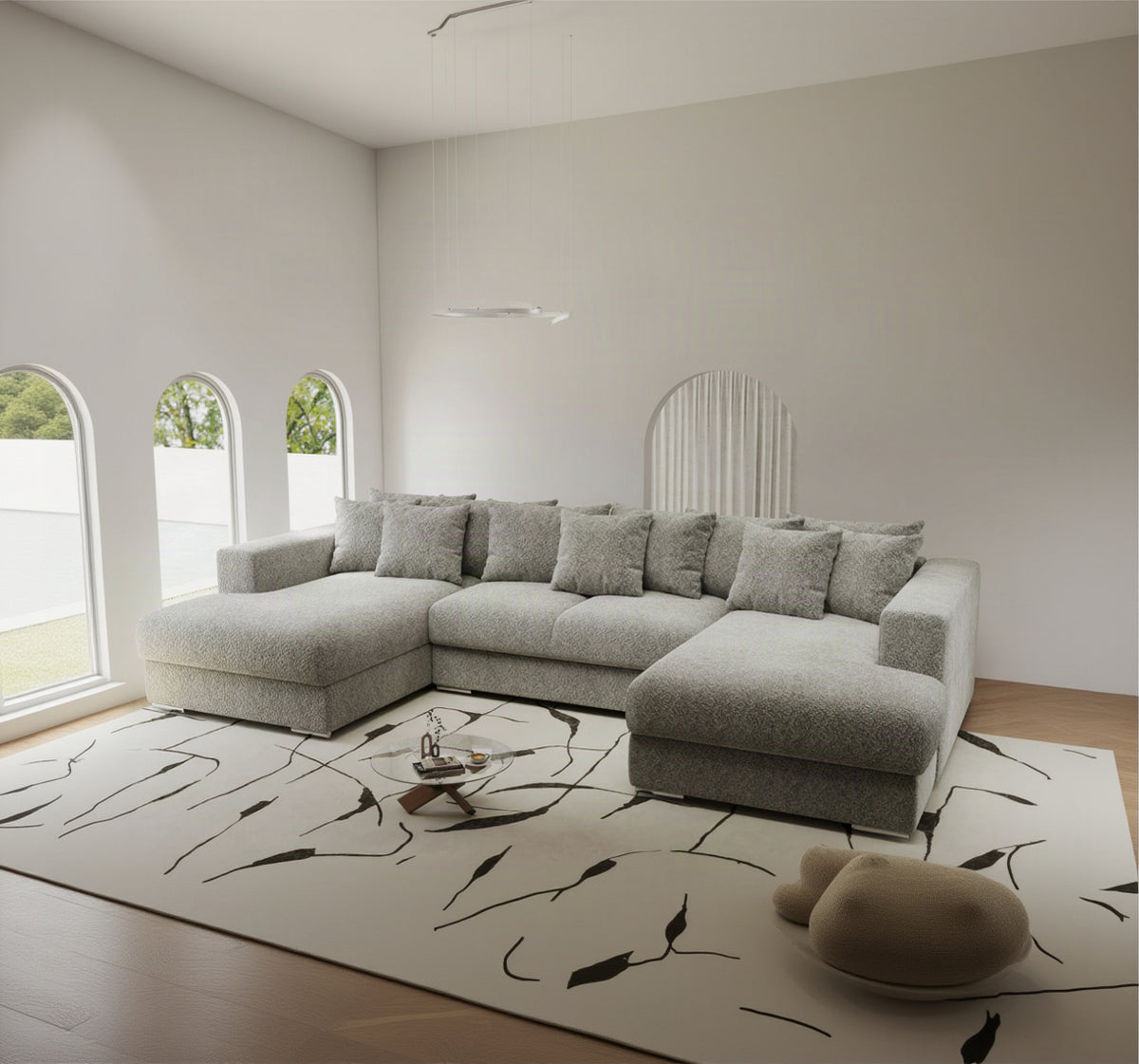Colțar extensibil dumonde Gloria U Arena Silver 340x167 cm — imagine 1