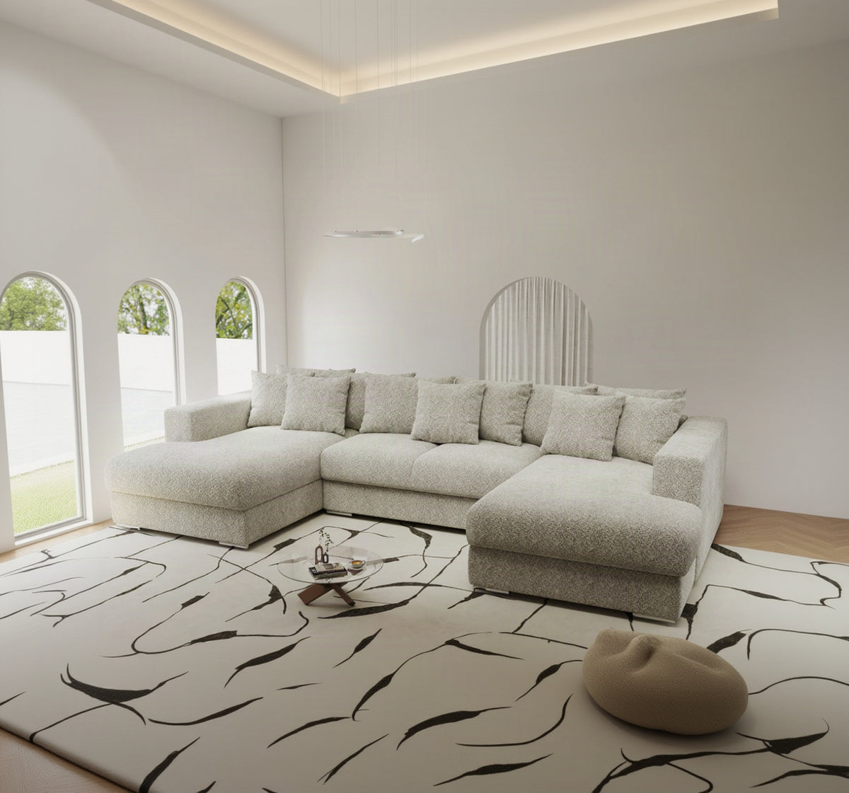 Colțar extensibil dumonde Gloria U Arena Bej 340x167 cm — imagine 1