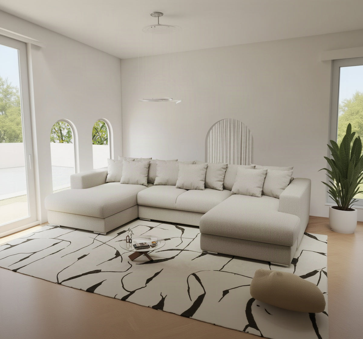 Colțar extensibil dumonde Gloria U Enjoy Bej 340x167 cm — imagine 1