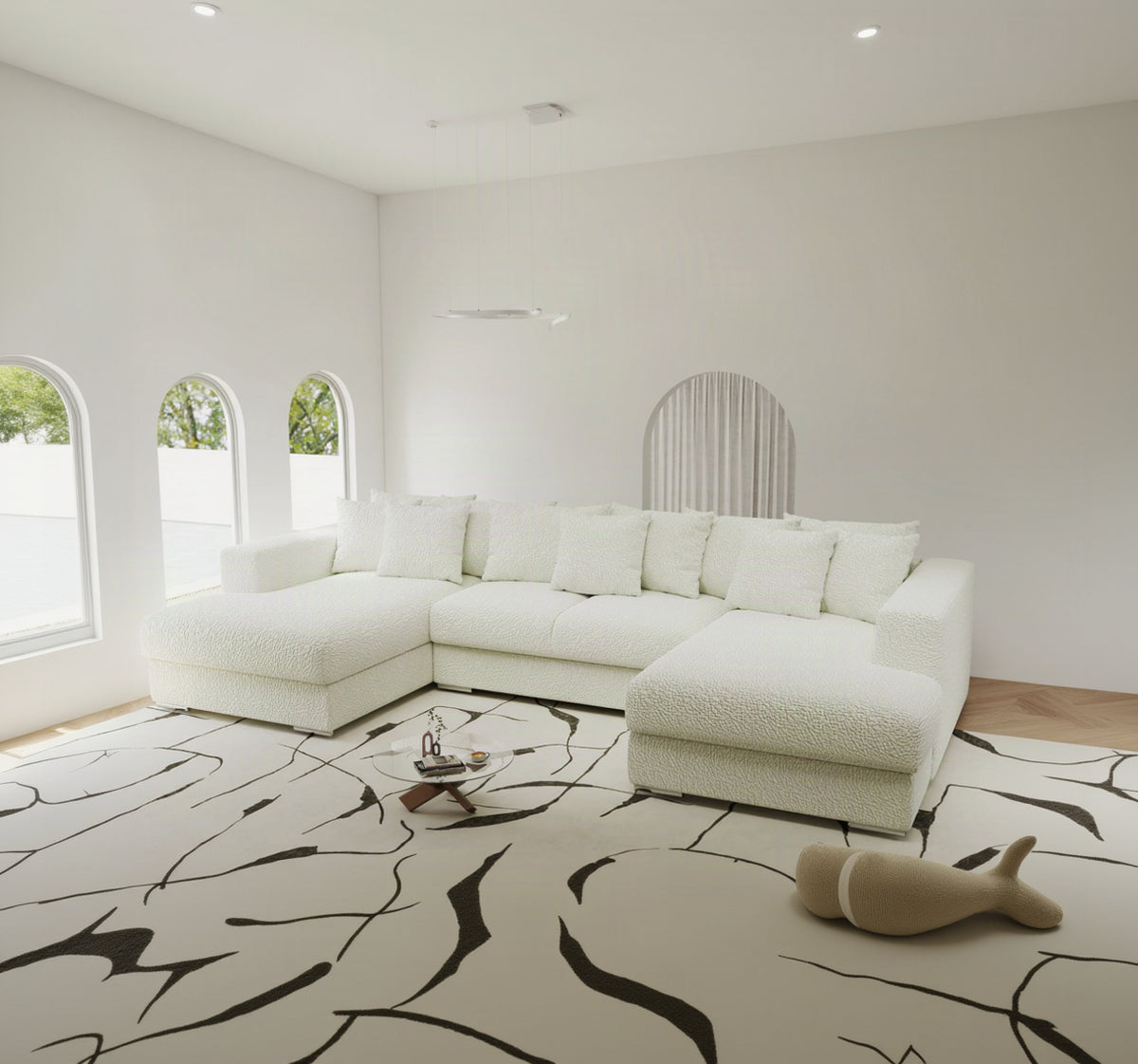 Colțar extensibil dumonde Gloria U Jaguar Ivory 340x167 cm — imagine 1