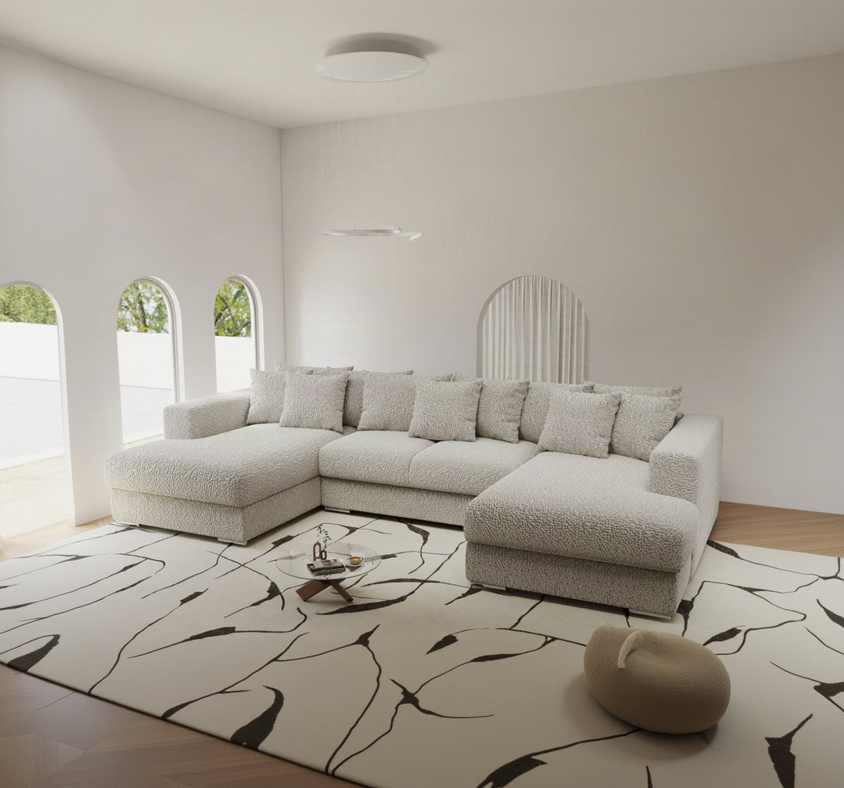 Colțar extensibil dumonde Gloria U Jaguar Gri 340x167 cm — imagine 1