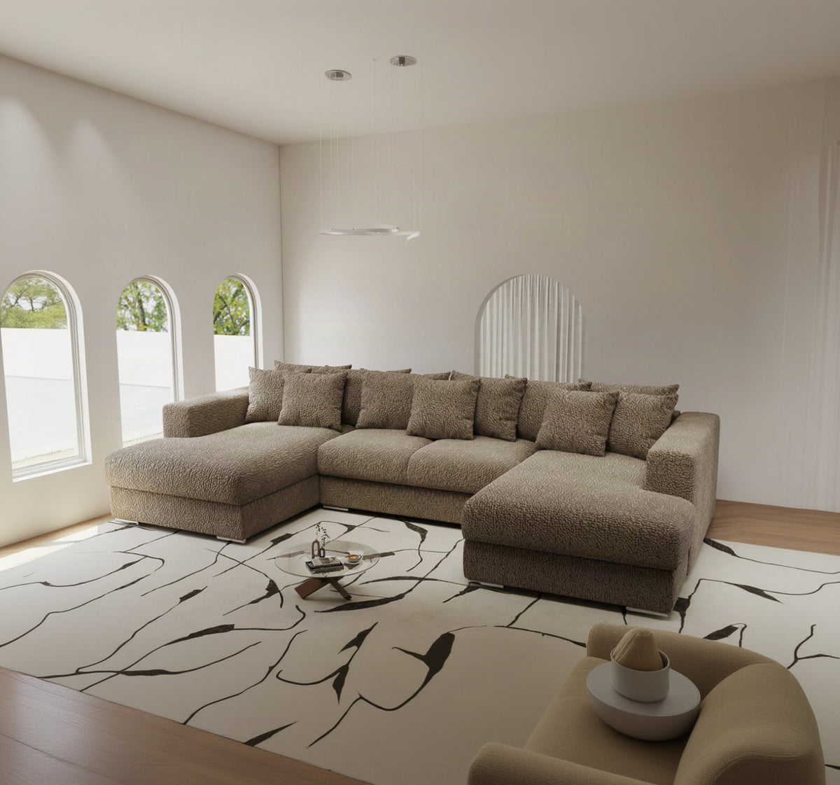 Colțar extensibil dumonde Gloria U Jaguar Mink 340x167 cm — imagine 1