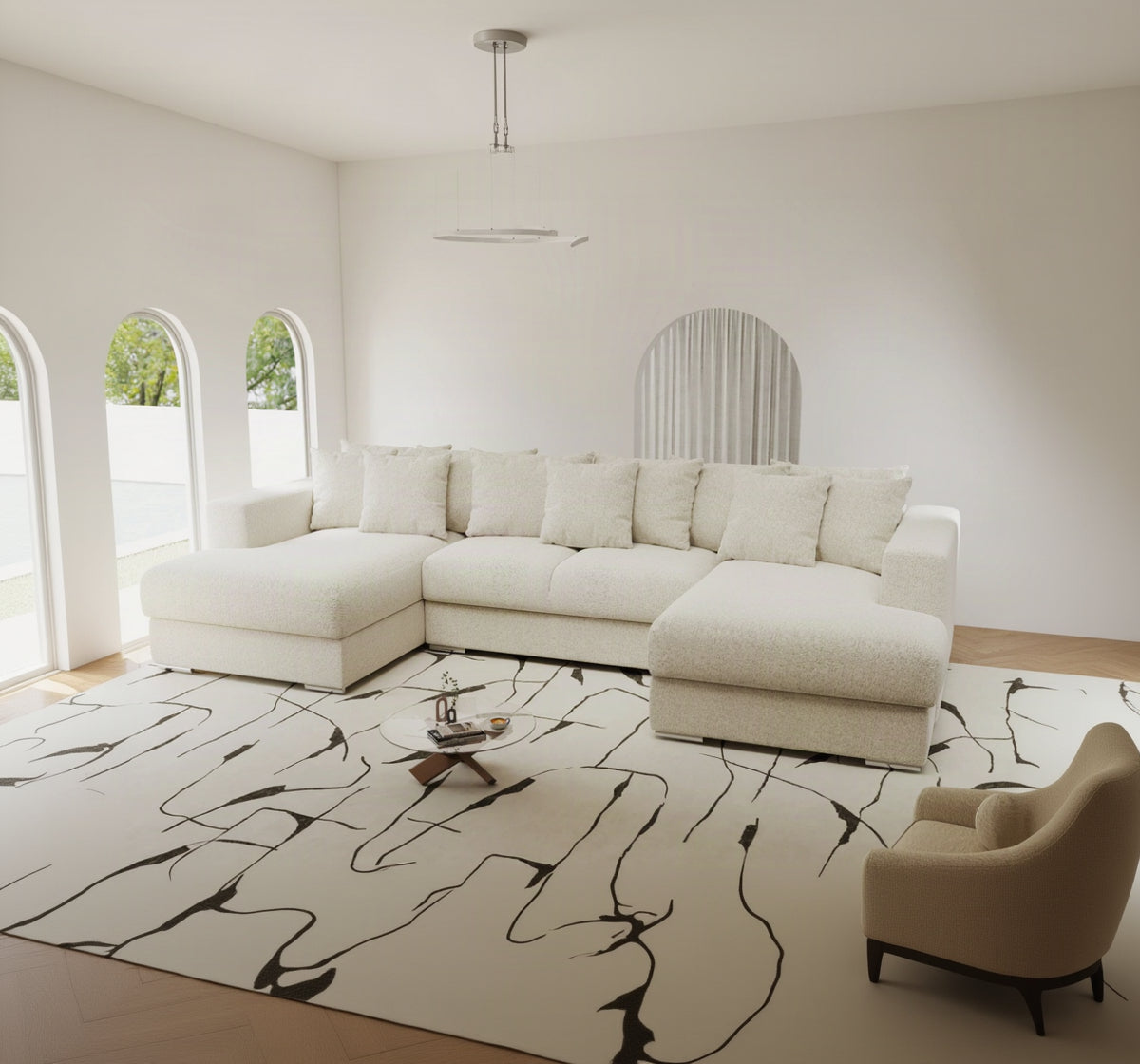 Colțar extensibil dumonde Gloria U Monte Bej 340x167 cm — imagine 1