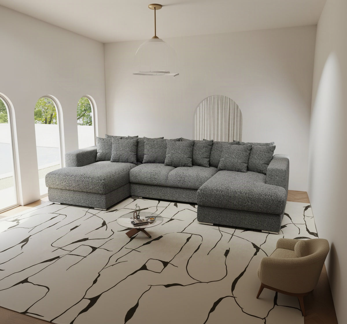 Colțar extensibil dumonde Gloria U Monte Gri 340x167 cm — imagine 1
