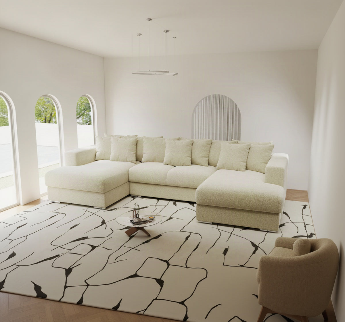 Colțar extensibil dumonde Gloria U Quelle Ivory 340x167 cm — imagine 1