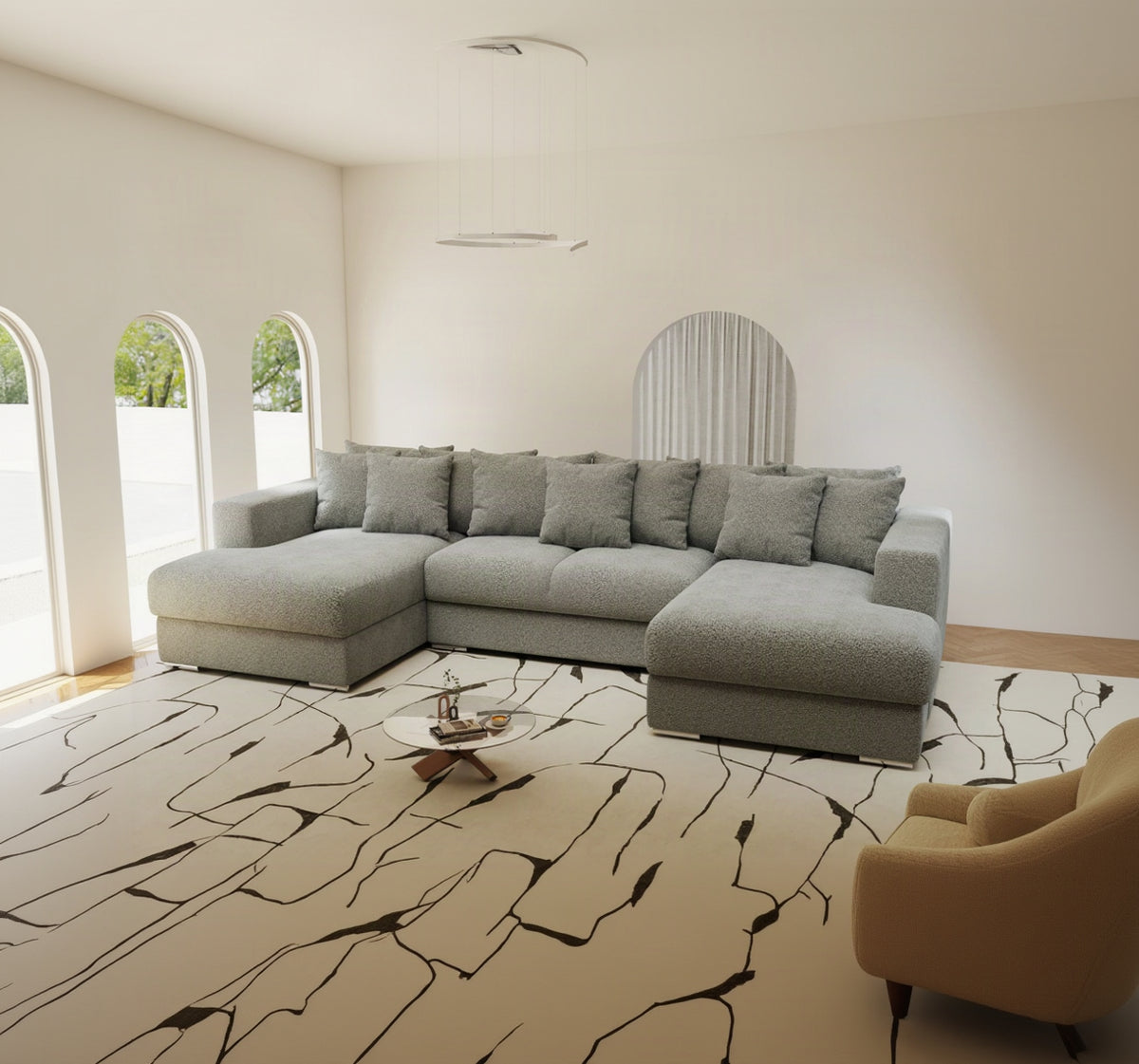 Colțar extensibil dumonde Gloria U Quelle Gri 340x167 cm — imagine 1