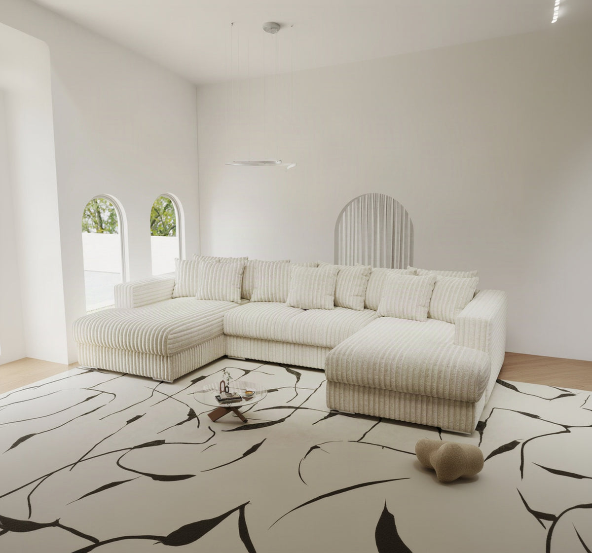 Colțar extensibil dumonde Gloria U Tilia Crem 340x167 cm — imagine 1