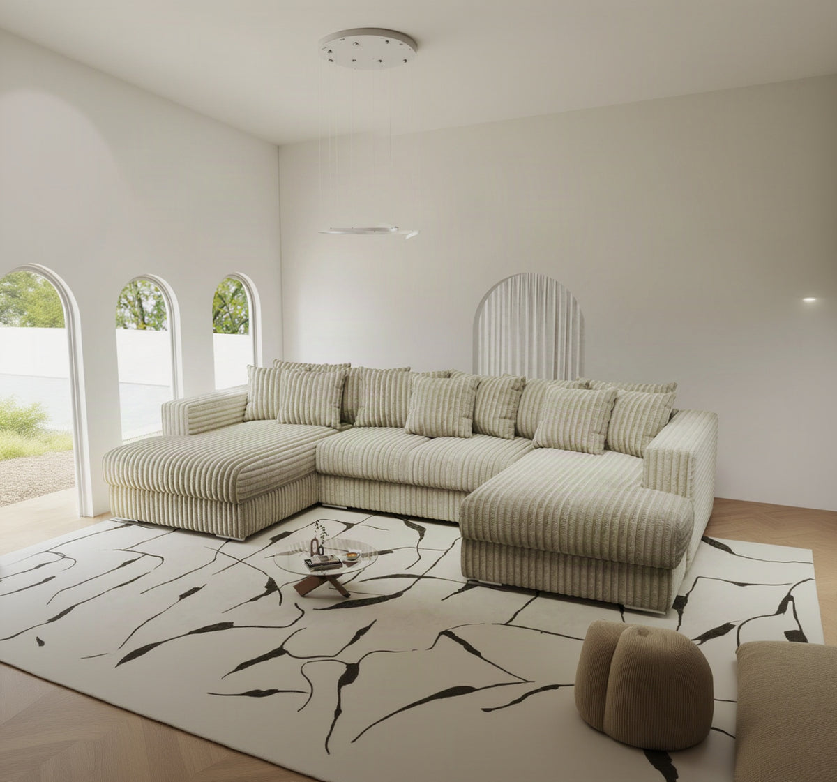 Colțar extensibil dumonde Gloria U Tilia Bej 340x167 cm — imagine 1