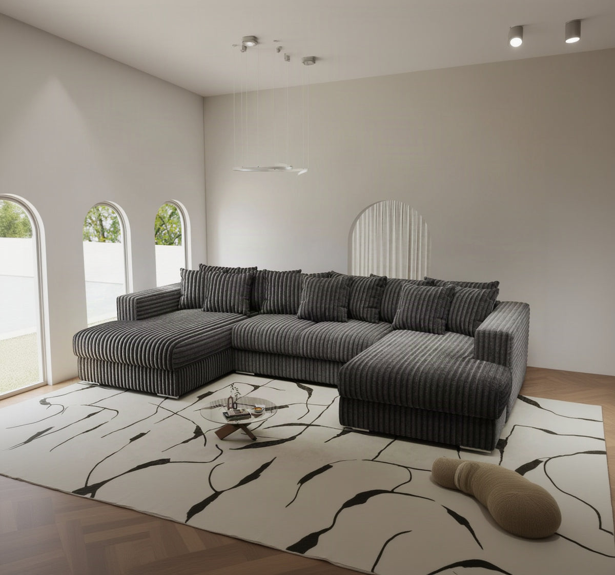 Colțar extensibil dumonde Gloria U Tilia Grafit 340x167 cm — imagine 1