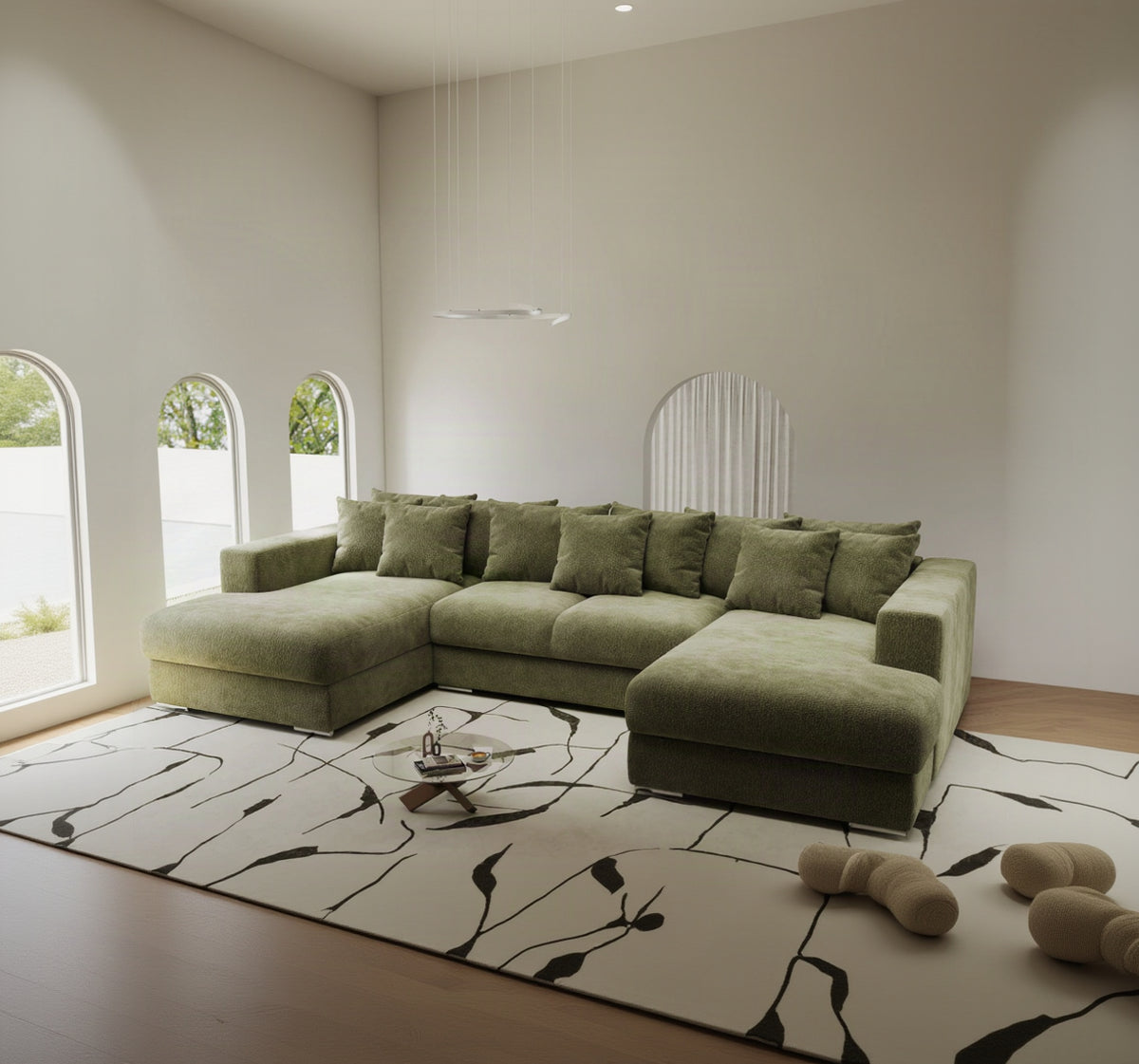 Colțar extensibil dumonde Gloria U Vibe Olive 340x167 cm — imagine 1
