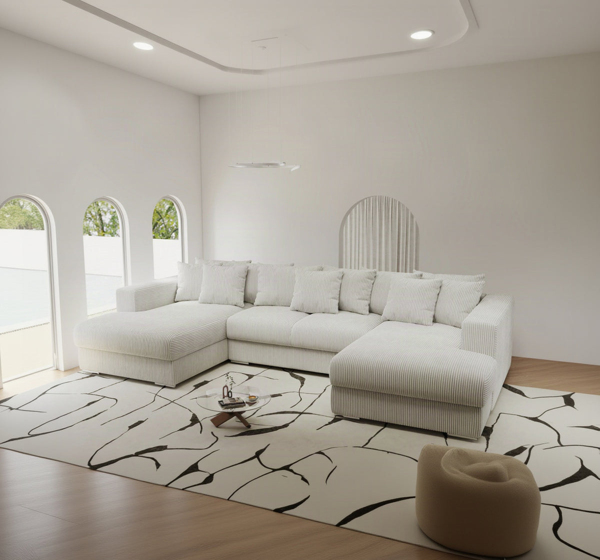 Colțar extensibil dumonde Gloria U Zoom Pearl 340x167 cm — imagine 1