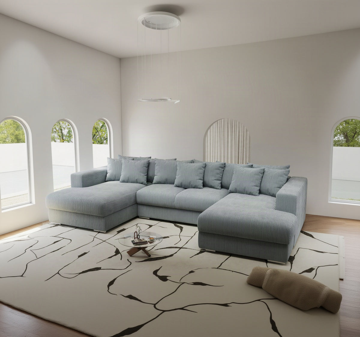 Colțar extensibil dumonde Gloria U Zoom Gri 340x167 cm — imagine 1