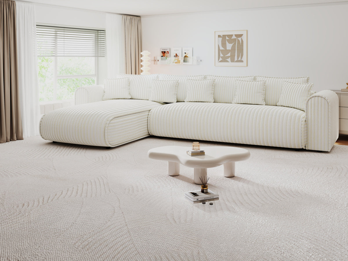 Colțar extensibil dumonde cu ladă de depozitare Monaco XL Tilia Crem 340x185 cm — stanga — imagine 2