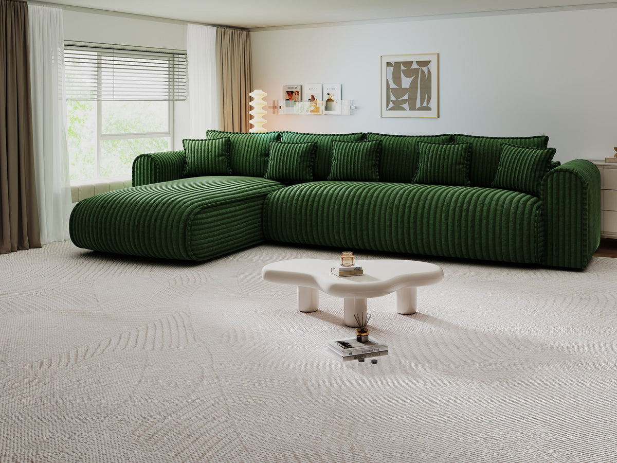 Colțar extensibil dumonde cu ladă de depozitare Monaco XL Tilia Verde 340x185 cm — stanga — imagine 2