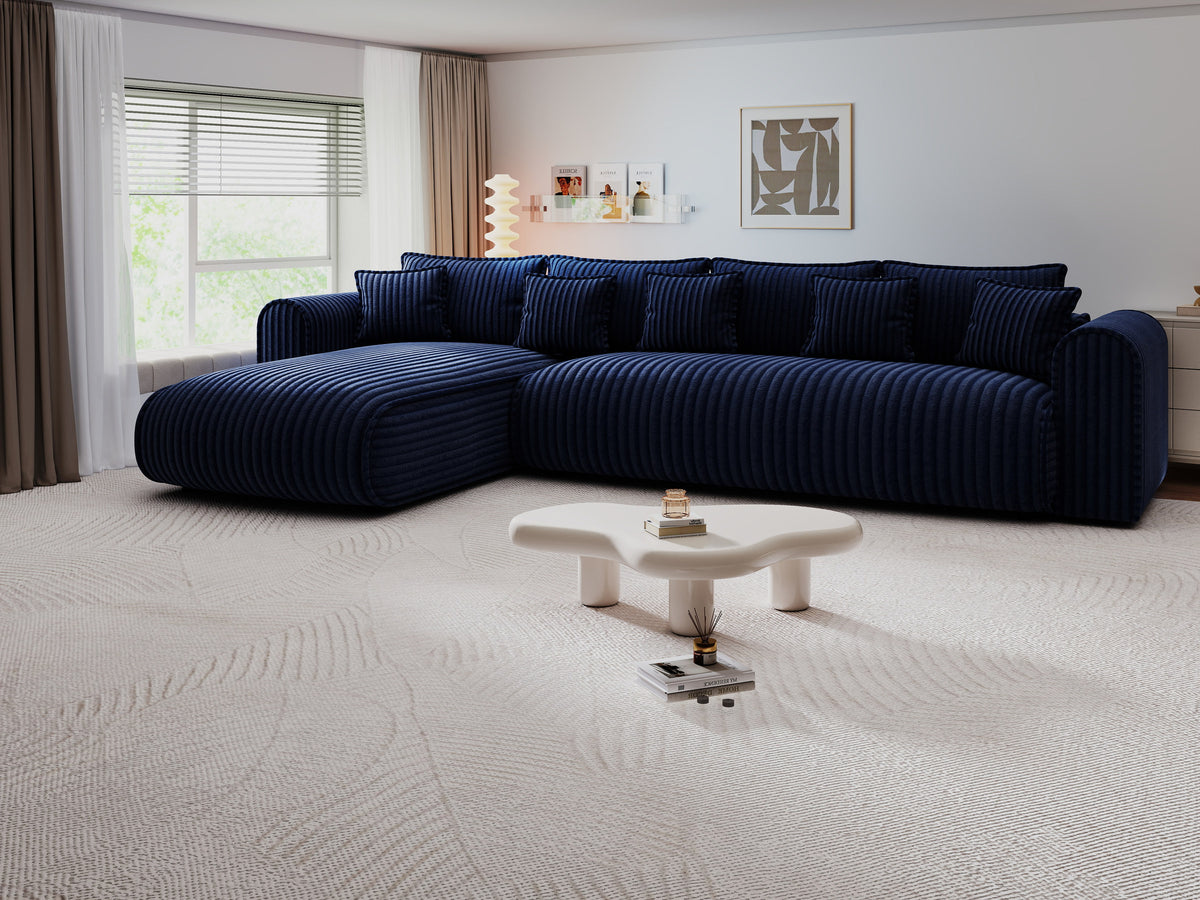 Colțar extensibil dumonde cu ladă de depozitare Monaco XL Tilia Albastru 340x185 cm — stanga — imagine 2