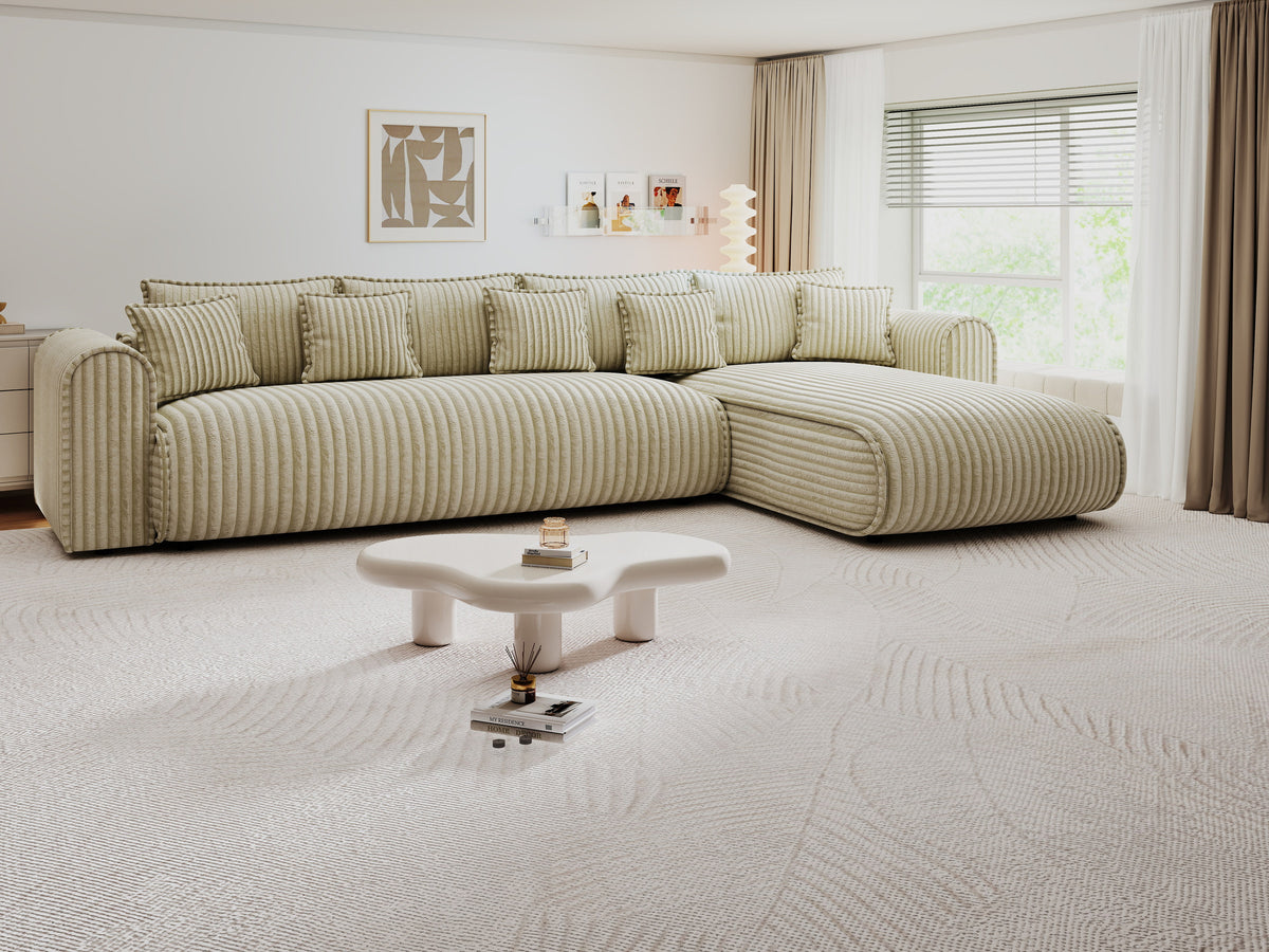 Colțar extensibil dumonde cu ladă de depozitare Monaco XL Tilia Bej II 340x185 cm — dreapta — imagine 2