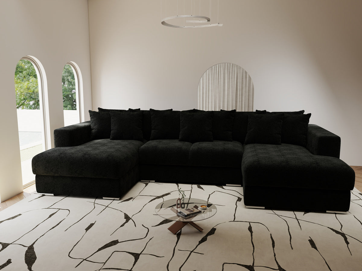 Colțar extensibil dumonde Gloria U Quelle Negru 340x167 cm — imagine 2