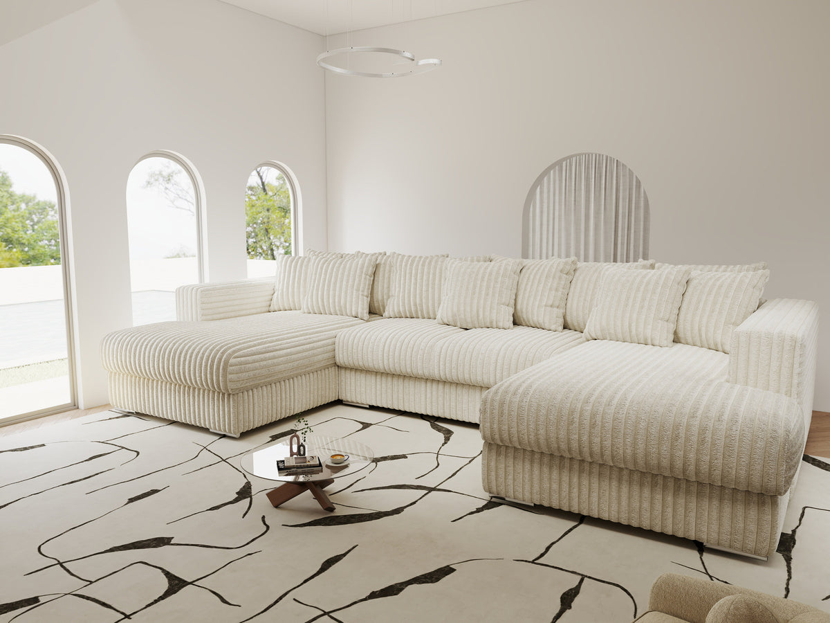 Colțar extensibil dumonde Gloria U Tilia Crem 340x167 cm — imagine 2