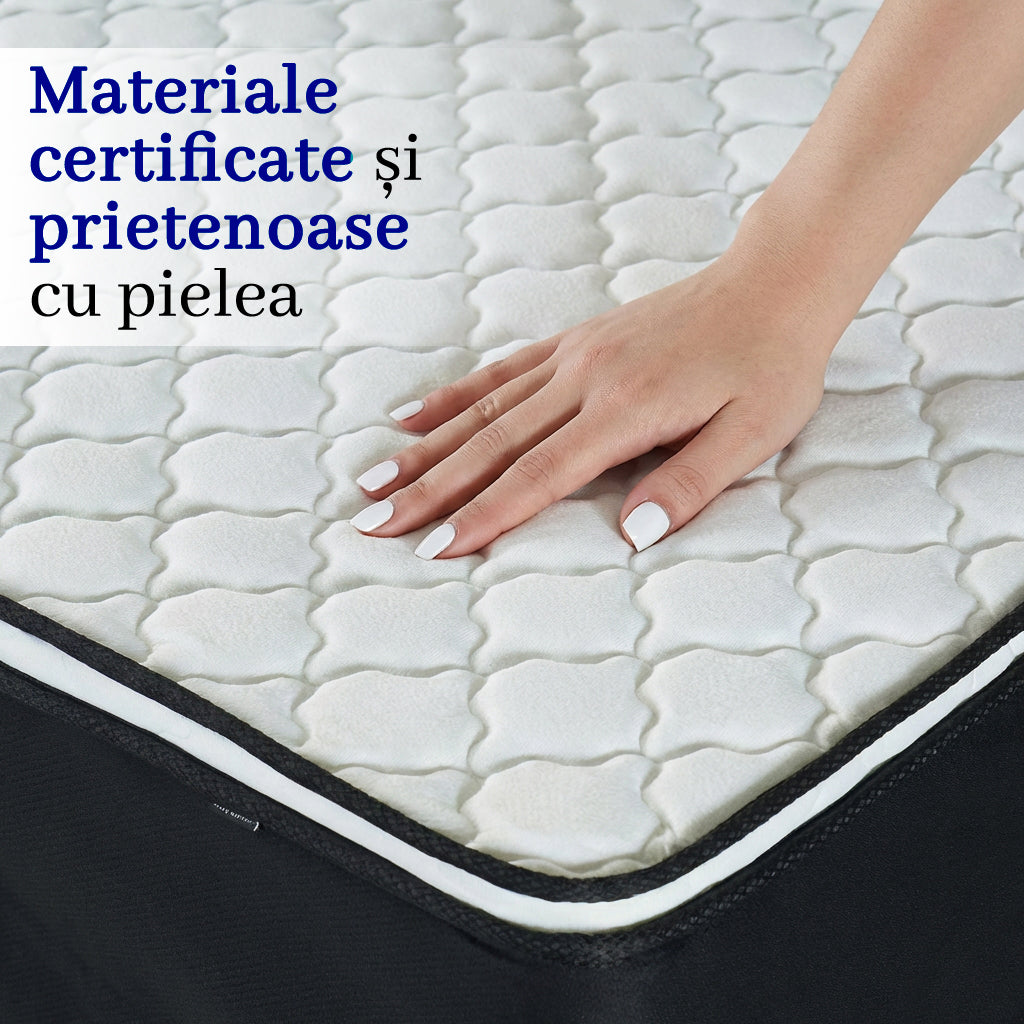 Saltea dumonde Elvara Comfort Pocket 90x200 cm, arcuri individuale, spuma inalta densitate, superortopedica, grosime 25cm