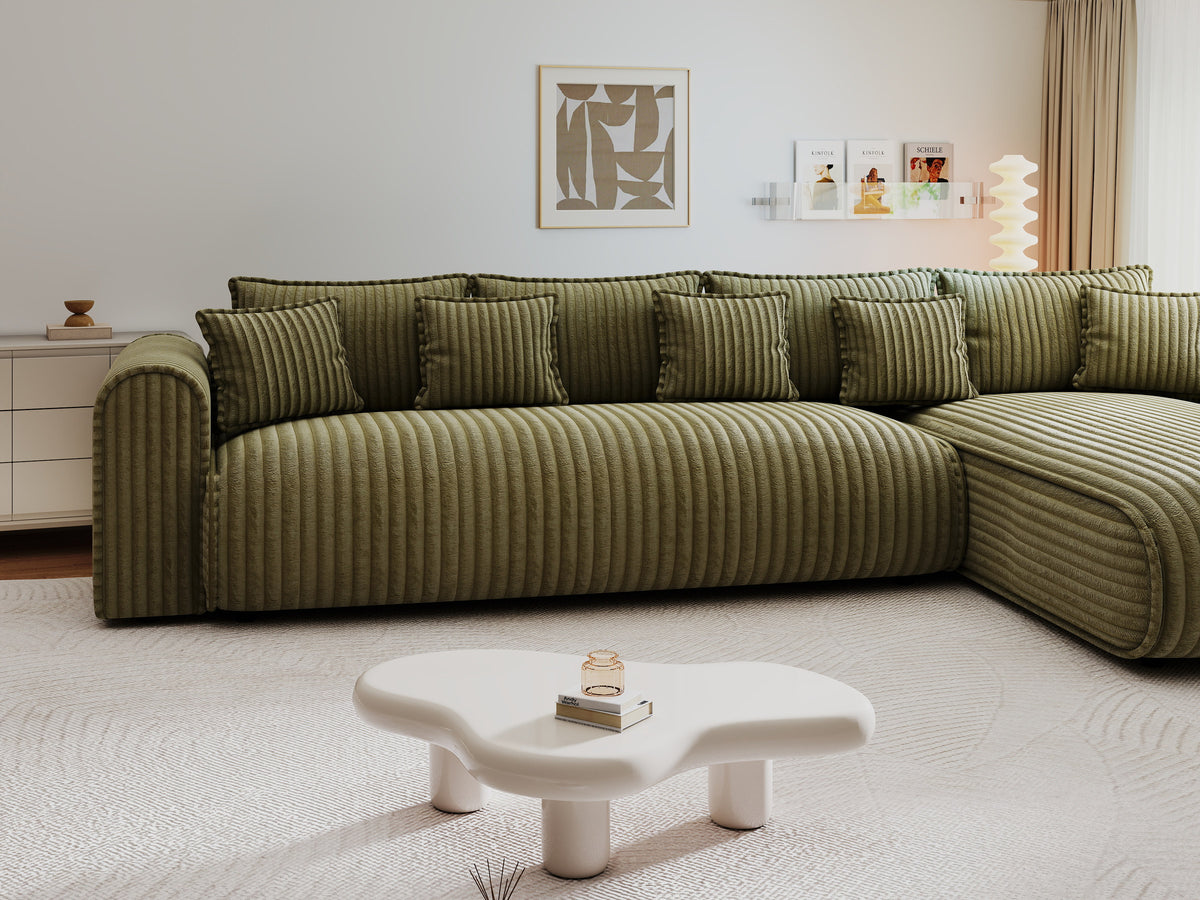 Colțar extensibil dumonde cu ladă de depozitare Monaco XL Tilia Olive II 340x185 cm — dreapta — imagine 3