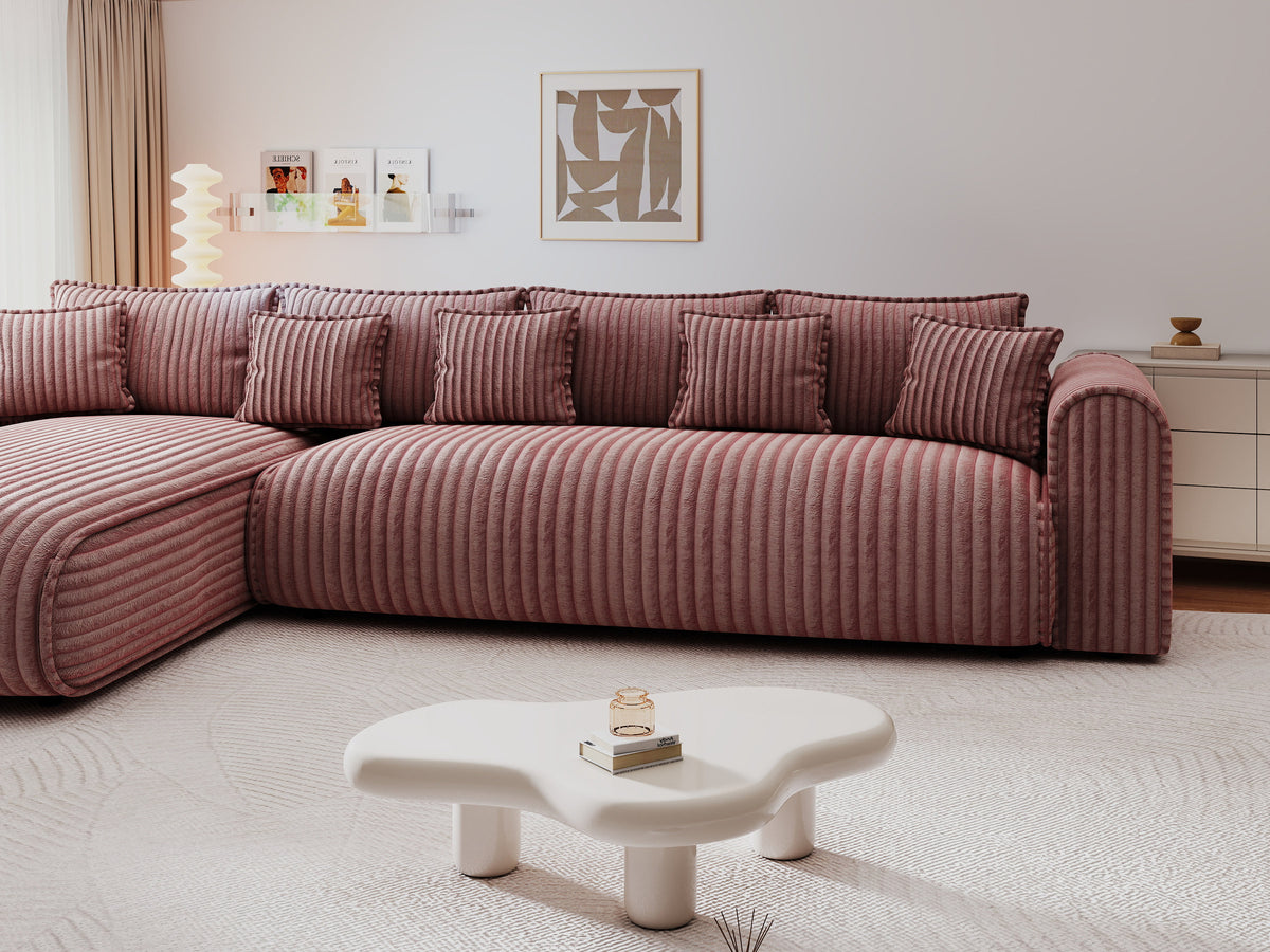 Colțar extensibil dumonde cu ladă de depozitare Monaco XL Tilia Roz 340x185 cm — stanga — imagine 3