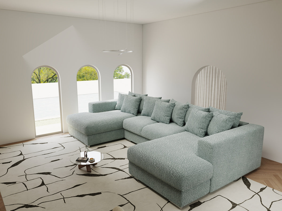 Colțar extensibil dumonde Gloria U Jaguar Aqua 340x167 cm — imagine 3