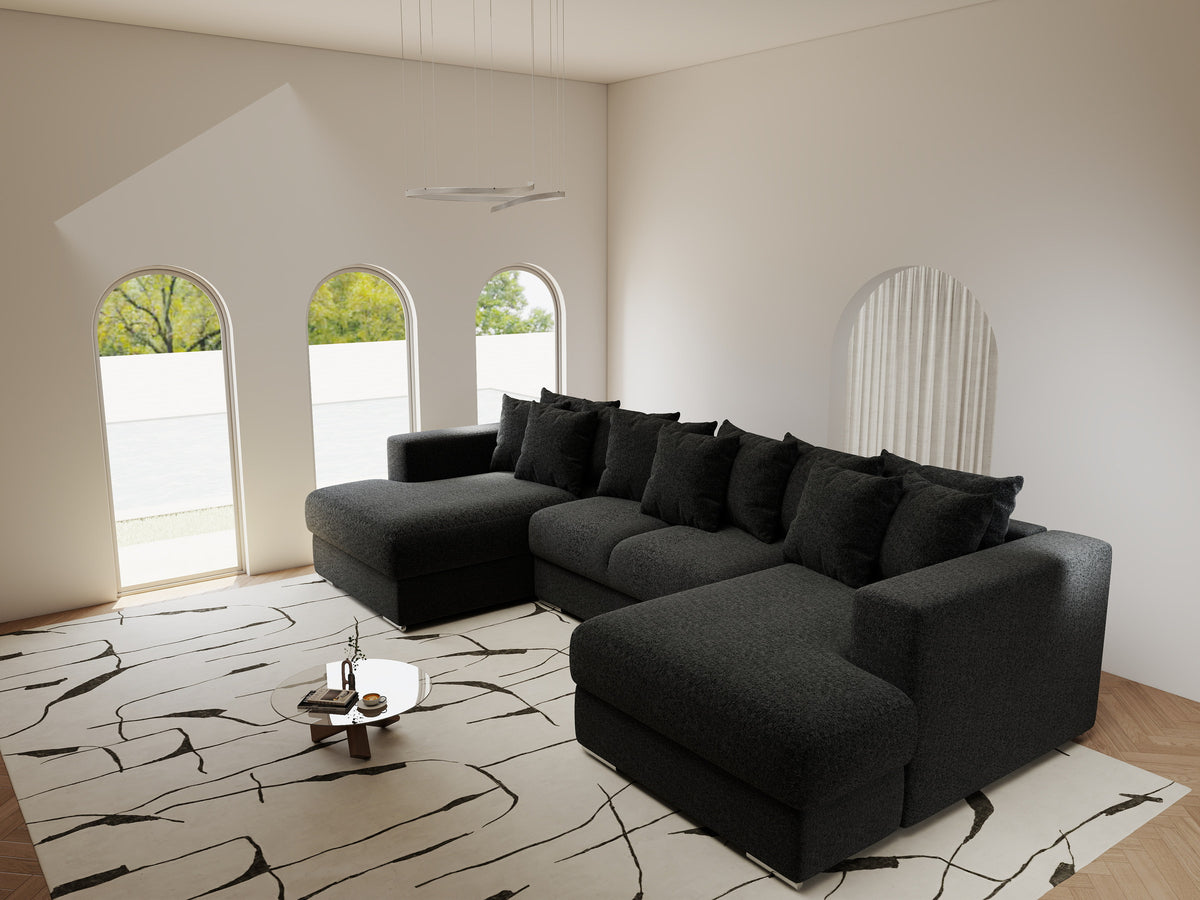 Colțar extensibil dumonde Gloria U Monte Negru 340x167 cm — imagine 3