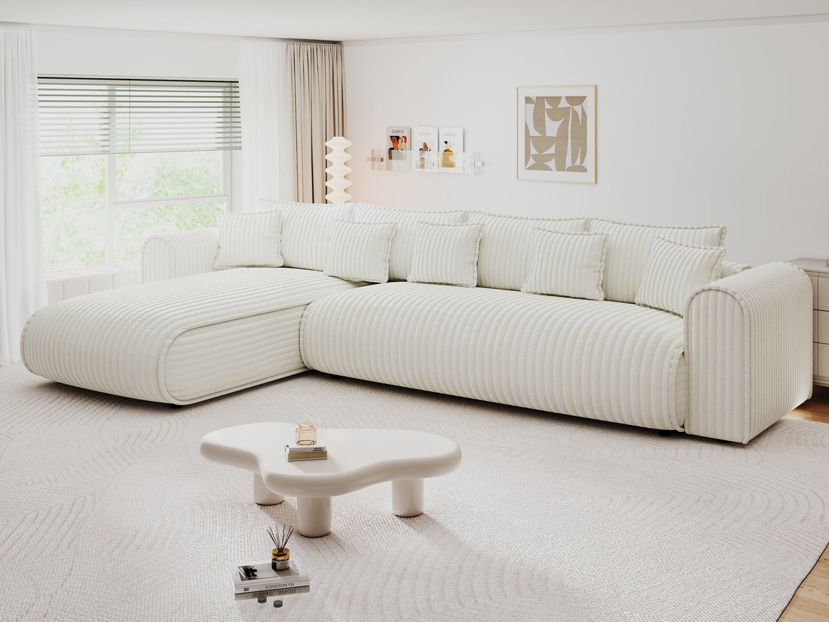 Colțar extensibil dumonde cu ladă de depozitare Monaco XL Tilia Crem 340x185 cm — stanga — imagine 4