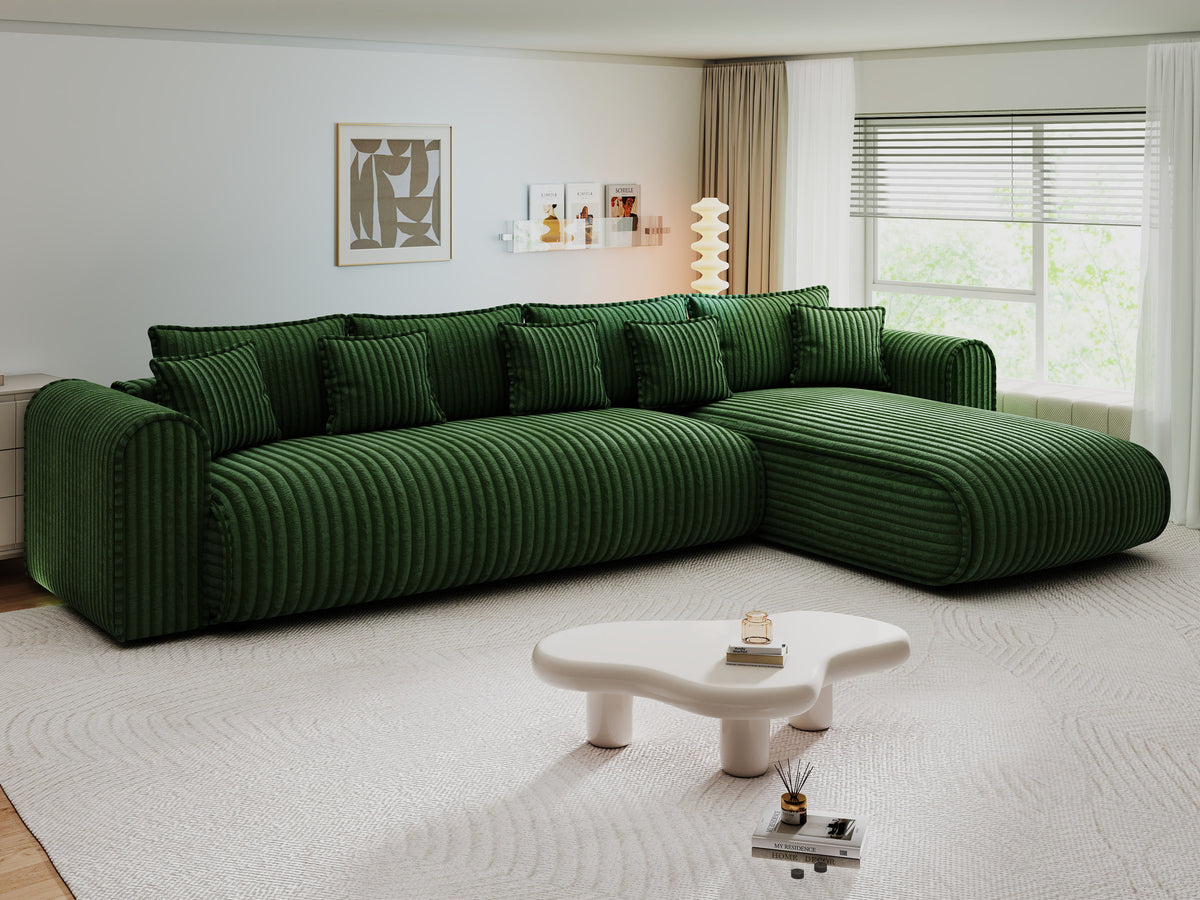 Colțar extensibil dumonde cu ladă de depozitare Monaco XL Tilia Verde II 340x185 cm — dreapta — imagine 4