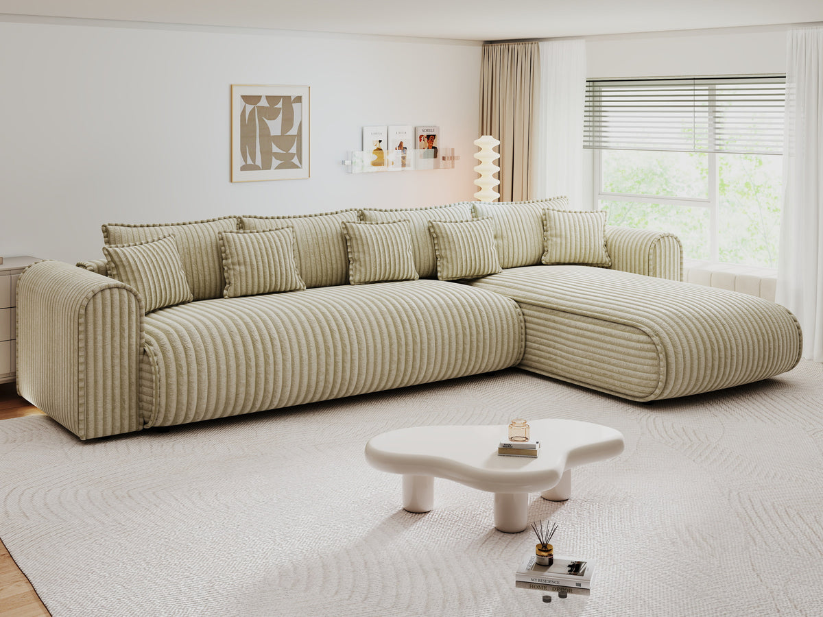 Colțar extensibil dumonde cu ladă de depozitare Monaco XL Tilia Bej II 340x185 cm — dreapta — imagine 4
