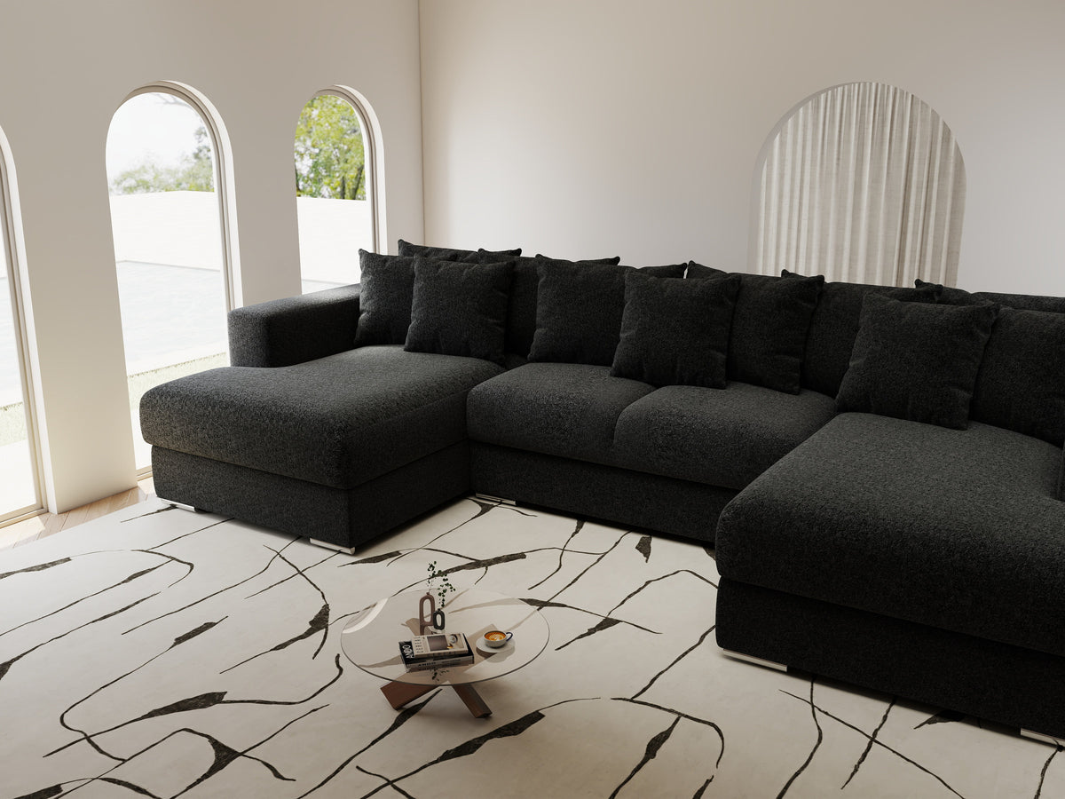 Colțar extensibil dumonde Gloria U Monte Negru 340x167 cm — imagine 4