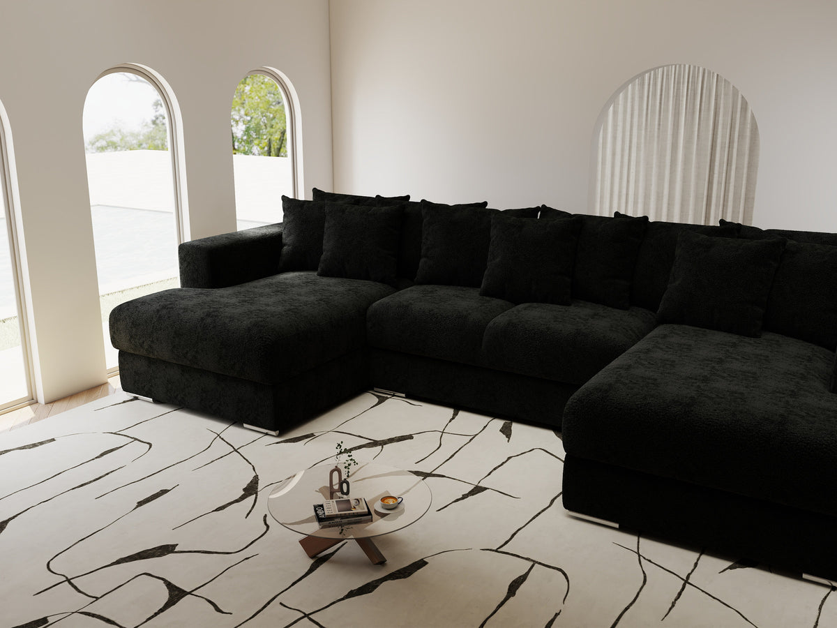 Colțar extensibil dumonde Gloria U Quelle Negru 340x167 cm — imagine 4