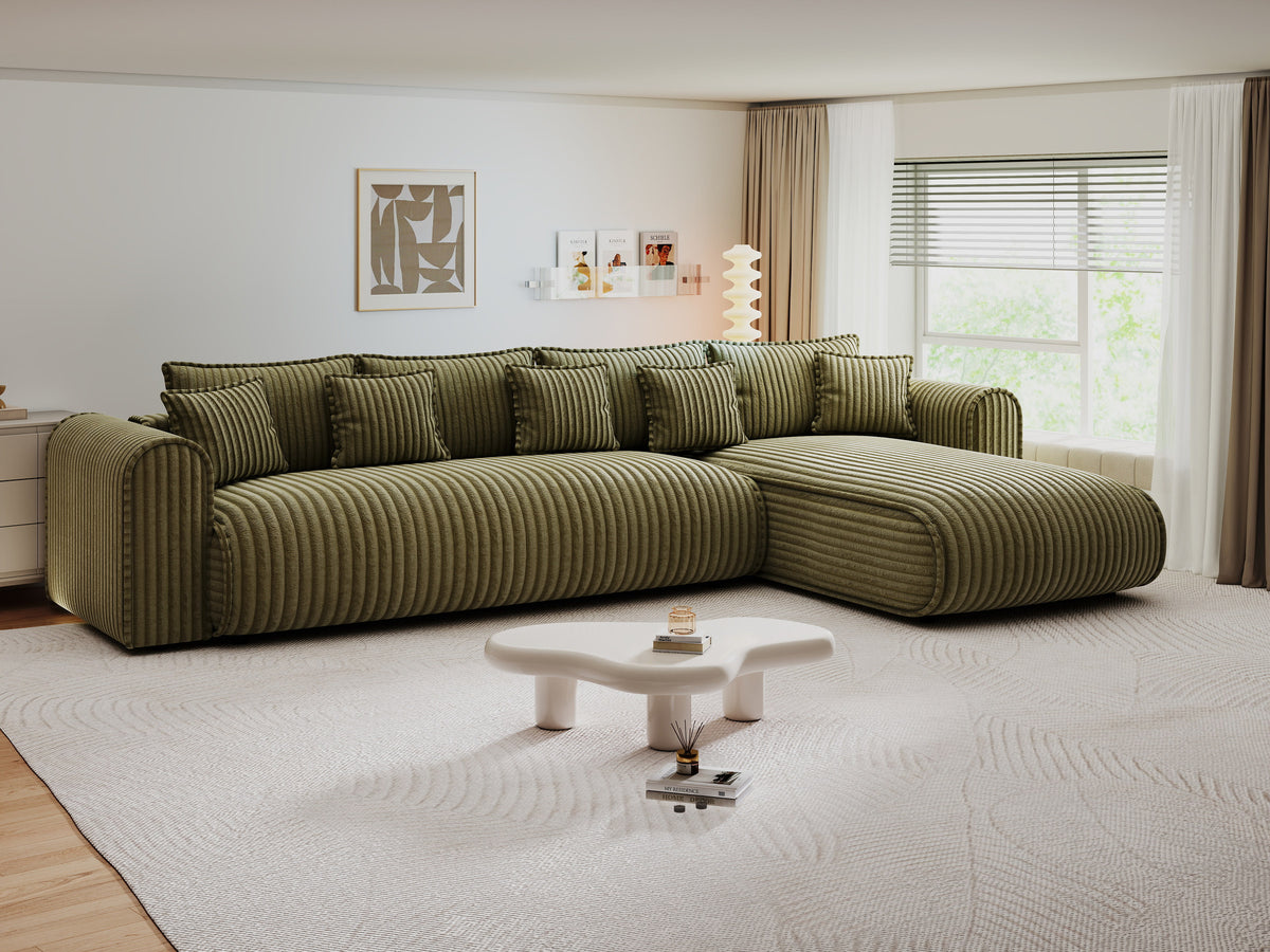 Colțar extensibil dumonde cu ladă de depozitare Monaco XL Tilia Olive II 340x185 cm — dreapta — imagine 5