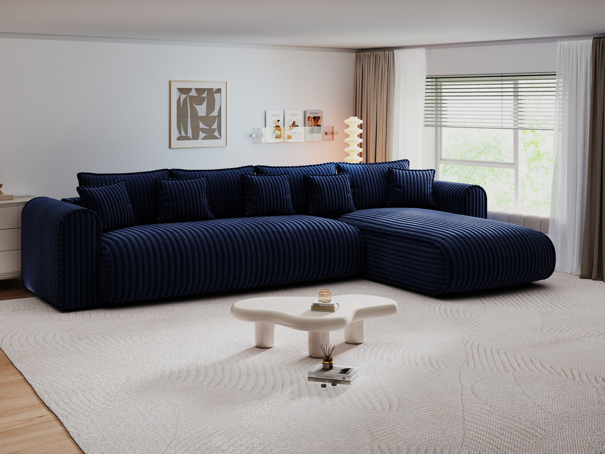 Colțar extensibil dumonde cu ladă de depozitare Monaco XL Tilia Albastru II 340x185 cm — dreapta — imagine 5