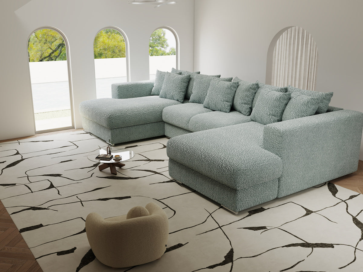 Colțar extensibil dumonde Gloria U Jaguar Aqua 340x167 cm — imagine 5
