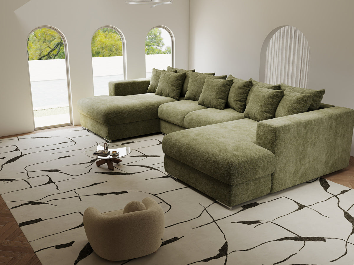 Colțar extensibil dumonde Gloria U Vibe Olive 340x167 cm — imagine 5