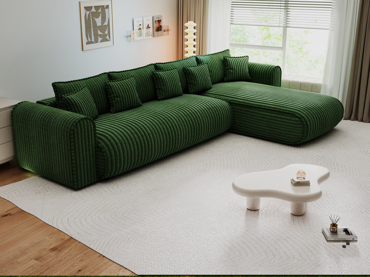 Colțar extensibil dumonde cu ladă de depozitare Monaco XL Tilia Verde II 340x185 cm — dreapta — imagine 6