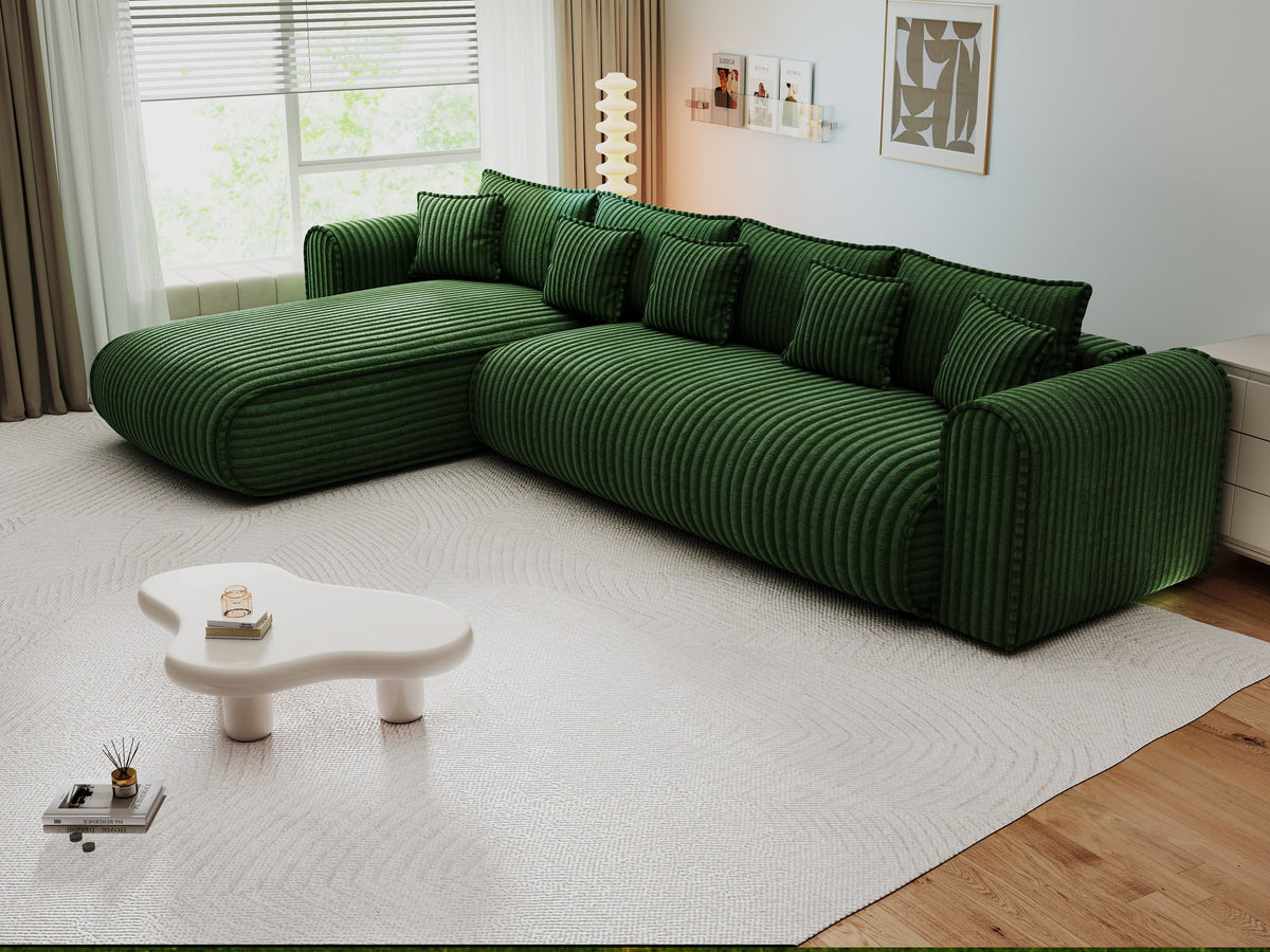 Colțar extensibil dumonde cu ladă de depozitare Monaco XL Tilia Verde 340x185 cm — stanga — imagine 6