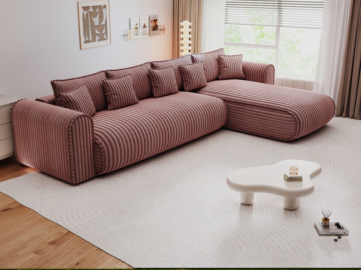 Colțar extensibil dumonde cu ladă de depozitare Monaco XL Tilia Roz II 340x185 cm — dreapta — imagine 6