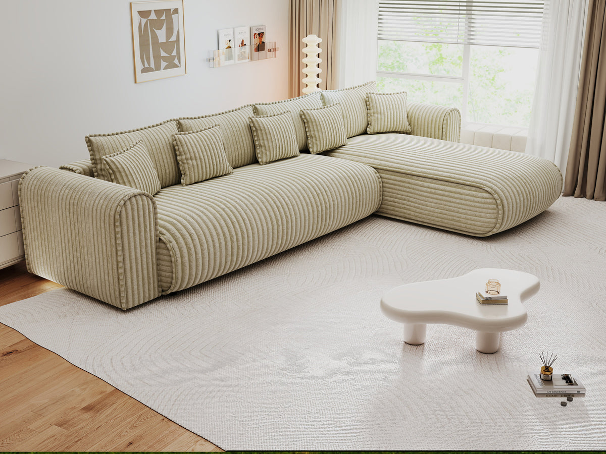 Colțar extensibil dumonde cu ladă de depozitare Monaco XL Tilia Bej II 340x185 cm — dreapta — imagine 6