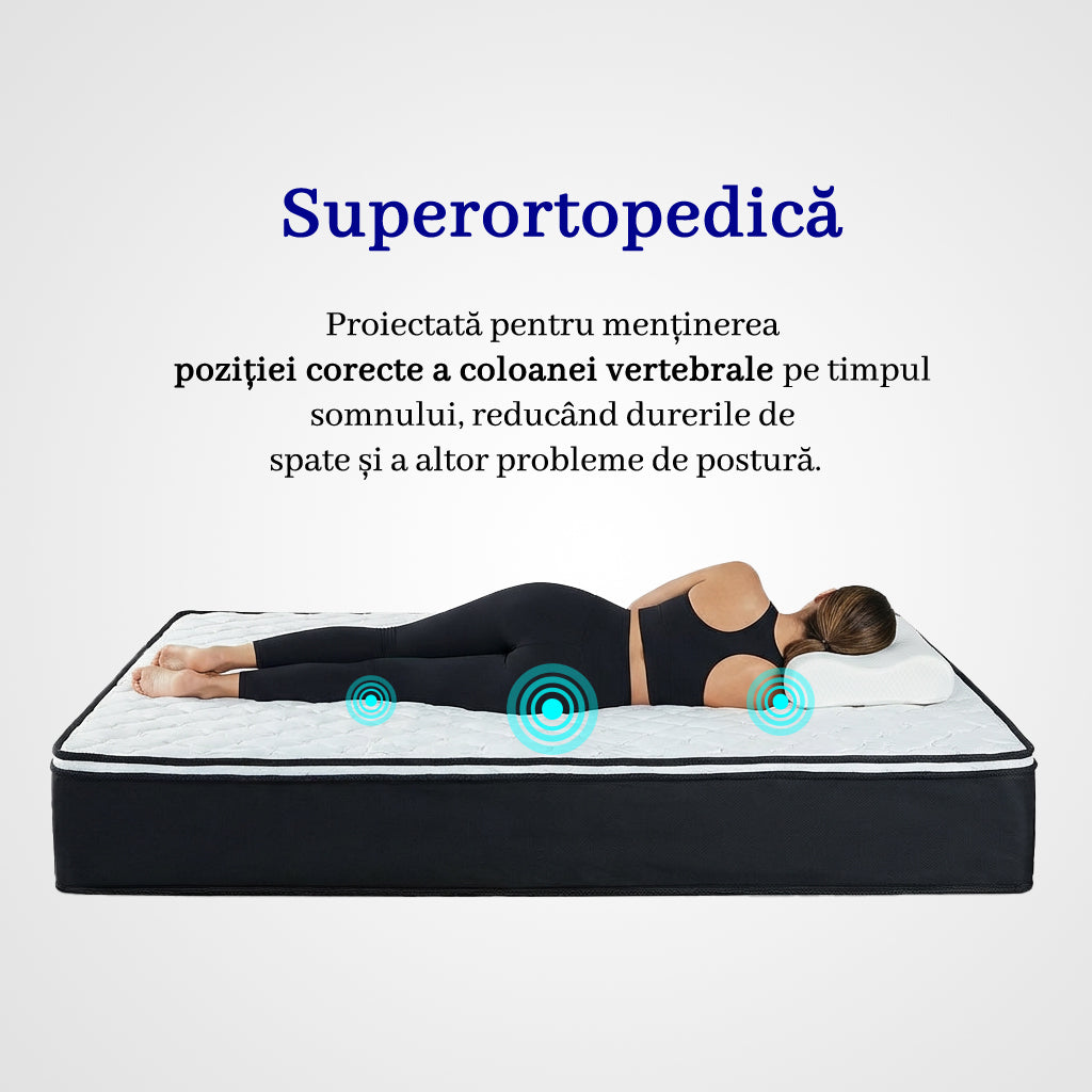 Saltea dumonde Elvara Comfort Pocket 90x200 cm, arcuri individuale, spuma inalta densitate, superortopedica, grosime 25cm