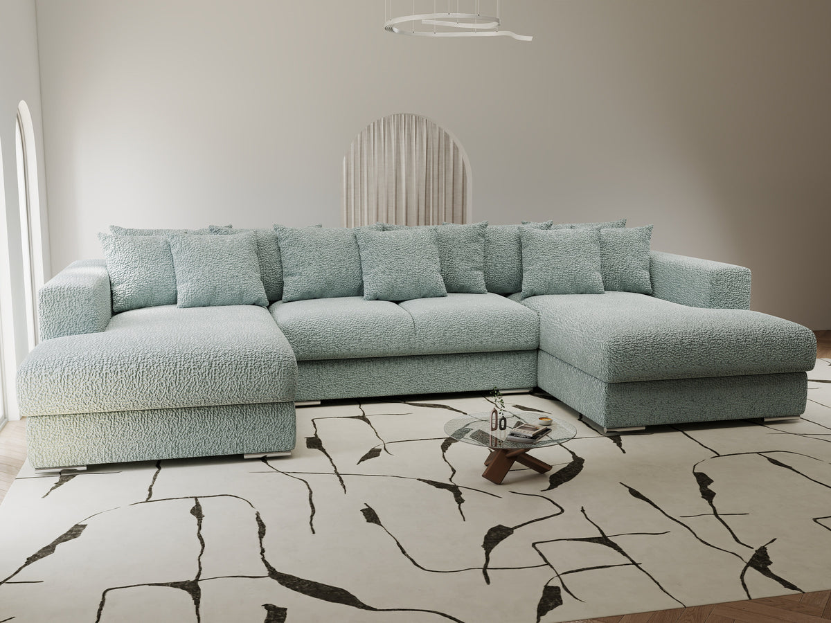 Colțar extensibil dumonde Gloria U Jaguar Aqua 340x167 cm — imagine 6