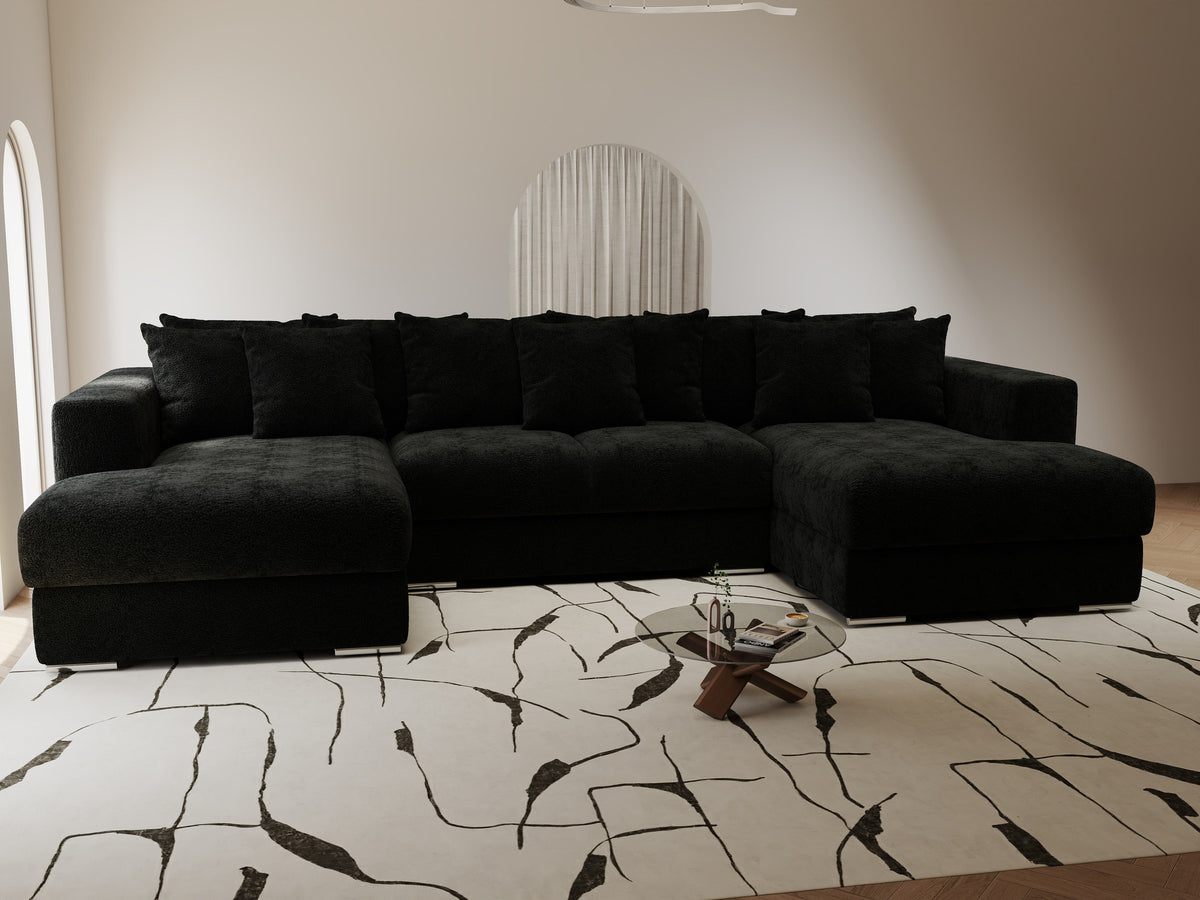 Colțar extensibil dumonde Gloria U Quelle Negru 340x167 cm — imagine 6