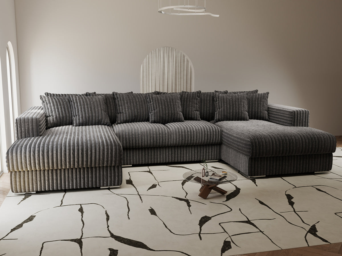 Colțar extensibil dumonde Gloria U Tilia Grafit 340x167 cm — imagine 6